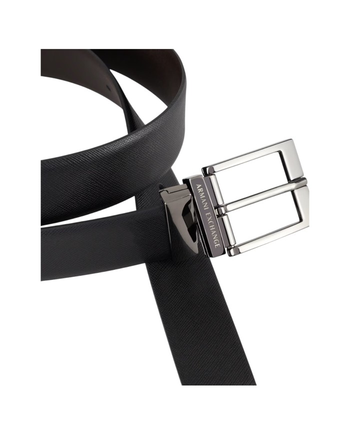 Cintura Uomo Armani Exchange Reversibile Leather Black Dark Brown
