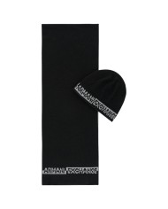 Sciarpa E Cappello Uomo Armani Exchange Line Logo Set Black Grey
