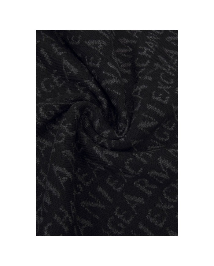Sciarpa Uomo Armani Exchange Scarf Jacquard Logo All Over Black Dark Grey