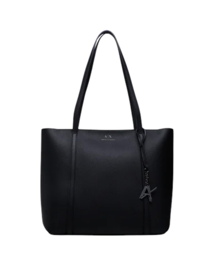 Shopper Donna Armani Exchange Charme Logo Leather Black