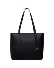 Shopper Donna Armani Exchange Charme Logo Leather Black
