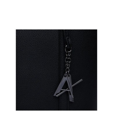 Shopper Donna Armani Exchange Charme Logo Leather Black