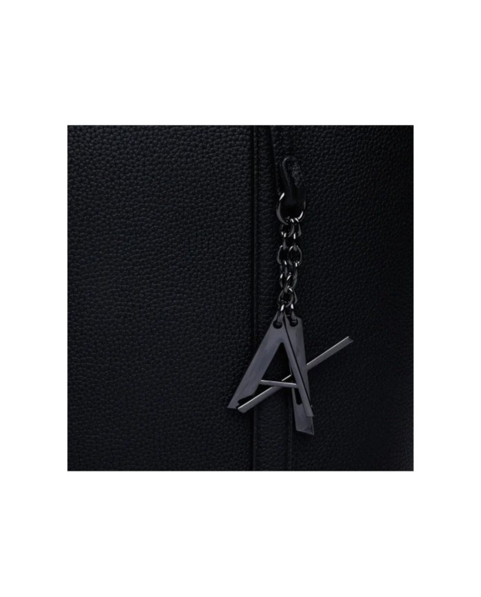 Shopper Donna Armani Exchange Charme Logo Leather Black