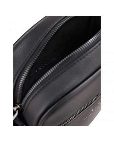 Borsello Uomo Armani Exchange Line Logo Leather Black