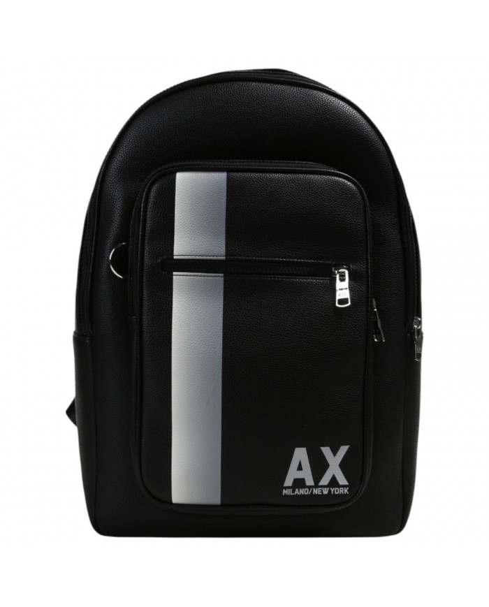 Zaino Uomo Armani Exchange Stripes Monogram Logo Leather Black