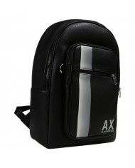 Zaino Uomo Armani Exchange Stripes Monogram Logo Leather Black