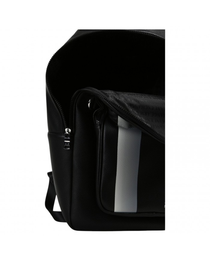 Zaino Uomo Armani Exchange Stripes Monogram Logo Leather Black