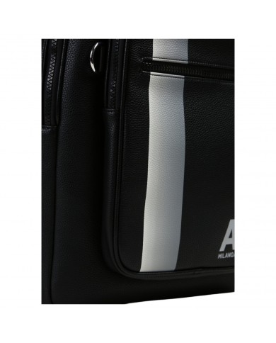 Zaino Uomo Armani Exchange Stripes Monogram Logo Leather Black