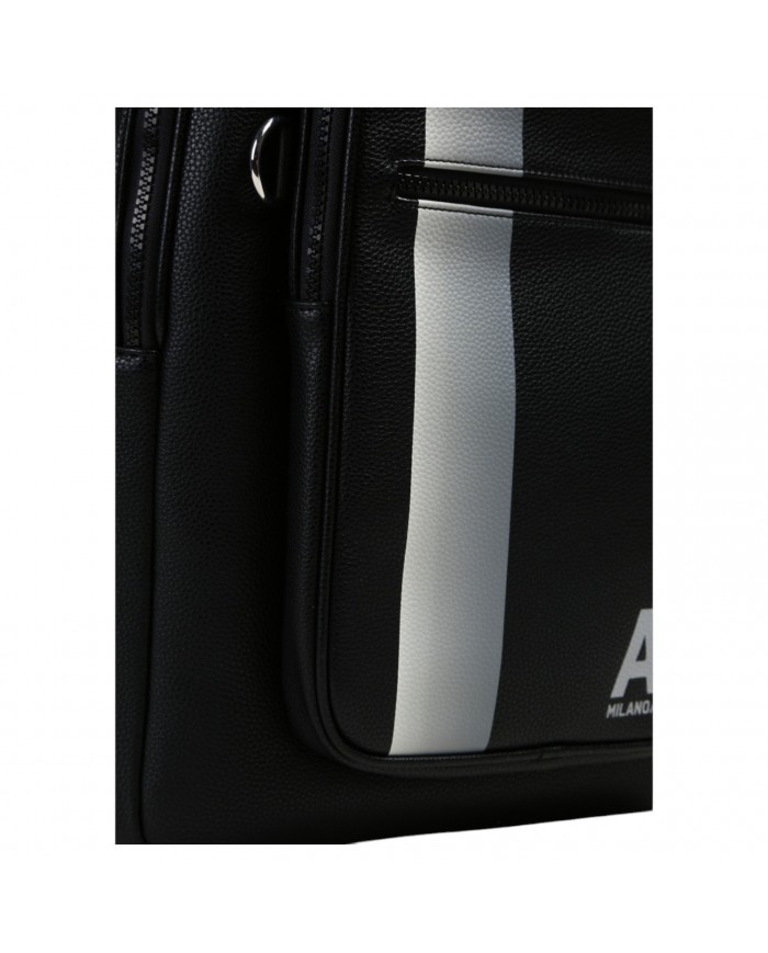 Zaino Uomo Armani Exchange Stripes Monogram Logo Leather Black