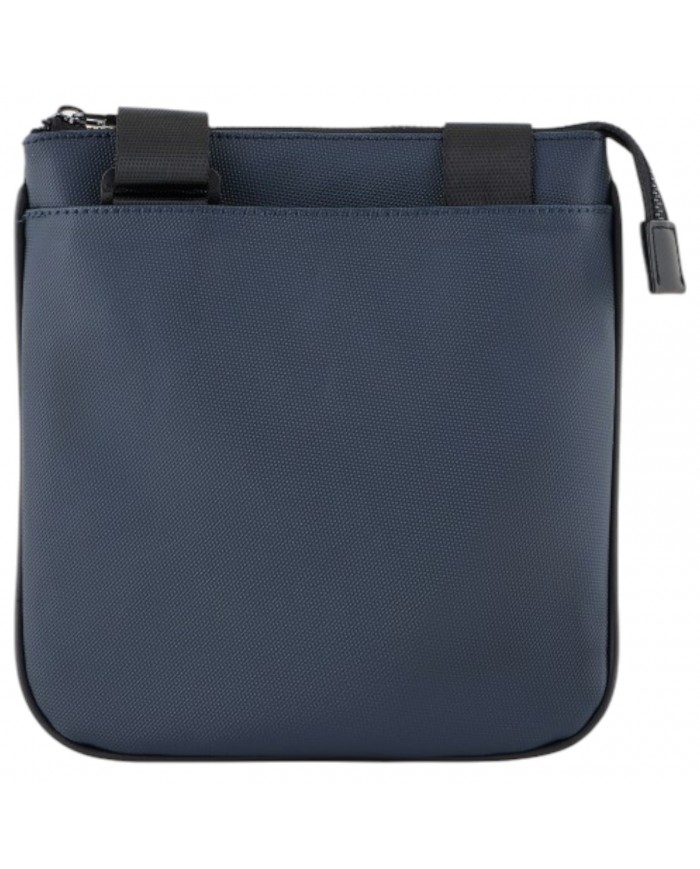 Borsello Uomo Armani Exchange Sottile Stripes Monogram Logo Leather Navy