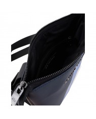 Borsello Uomo Armani Exchange Sottile Stripes Monogram Logo Leather Navy