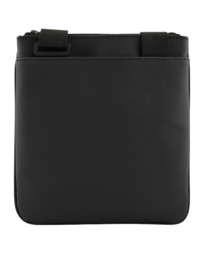 Borsello Uomo Armani Exchange Sottile Stripes Monogram Logo Leather Black