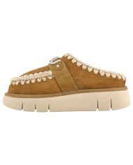 Ciabatta Donna Mou Bounce Clog Metal Logo Suede Cognac