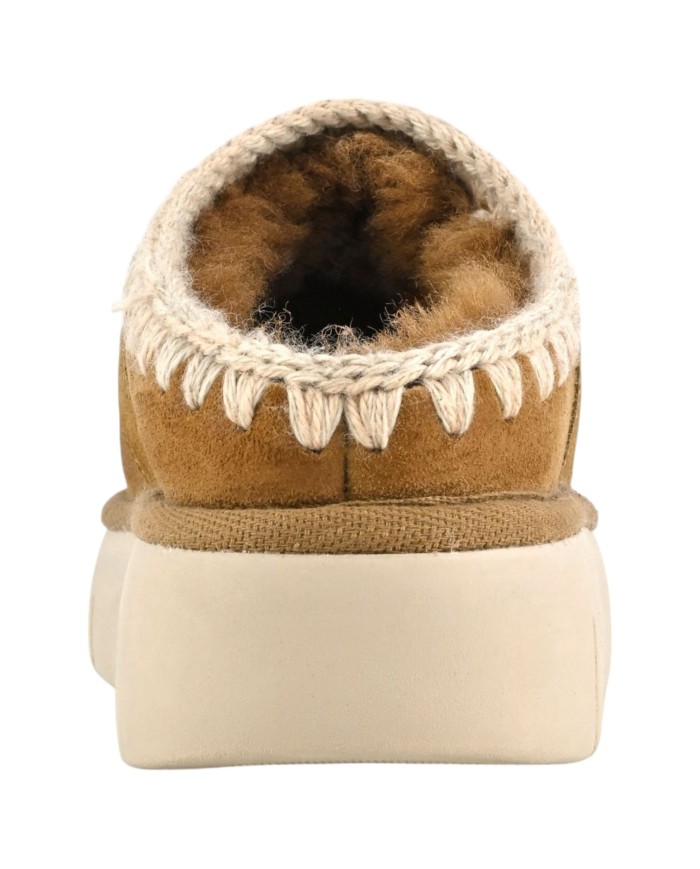 Ciabatta Donna Mou Bounce Clog Metal Logo Suede Cognac