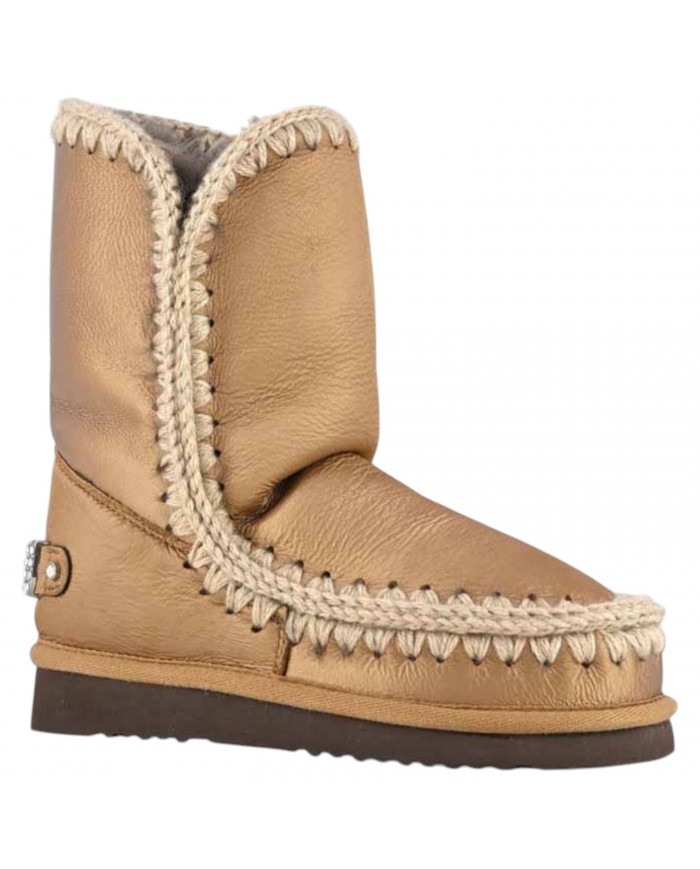 Stivaletto Donna Mou Eskimo 24 Rhinestones Logo Leather Bronzo
