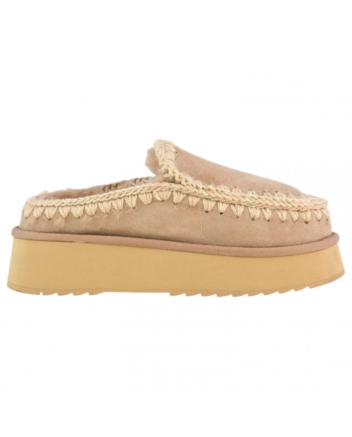Ciabatta Donna Mou Clog Eskimo Platform Suede Camel