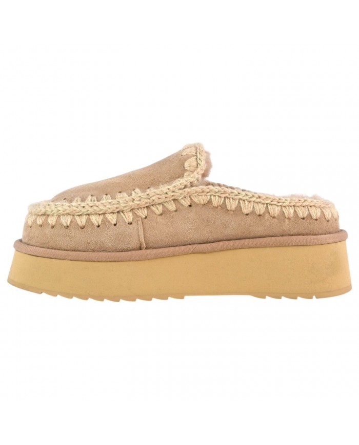Ciabatta Donna Mou Clog Eskimo Platform Suede Camel