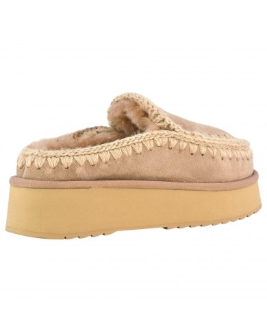 Ciabatta Donna Mou Clog Eskimo Platform Suede Camel