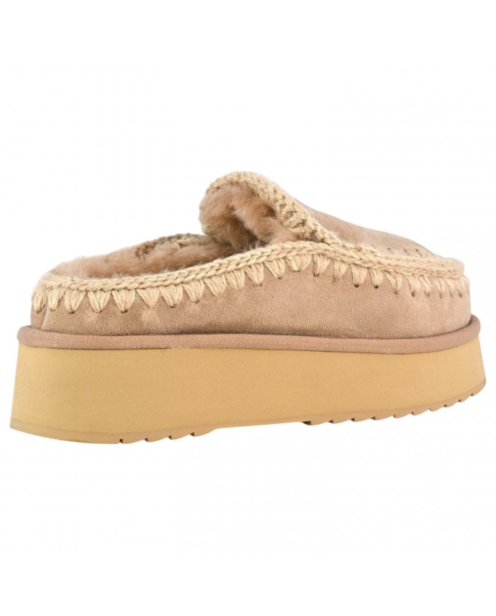 Ciabatta Donna Mou Clog Eskimo Platform Suede Camel