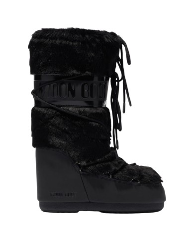 Stivali da Neve Donna Unisex Uomo Moon Boot MB Icon Faux Fur Nero in Ecopelliccia