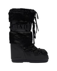 Stivali da Neve Donna Unisex Uomo Moon Boot MB Icon Faux Fur Nero in Ecopelliccia