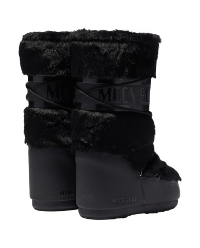 Stivali da Neve Donna Unisex Uomo Moon Boot MB Icon Faux Fur Nero in Ecopelliccia