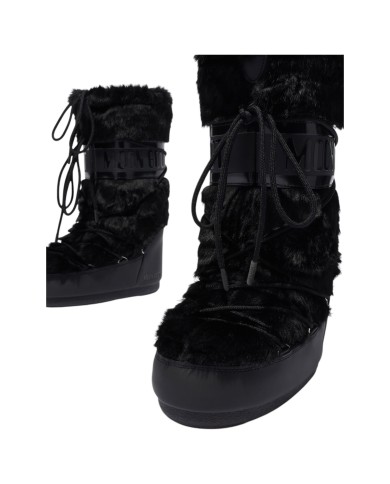 Stivali da Neve Donna Unisex Uomo Moon Boot MB Icon Faux Fur Nero in Ecopelliccia