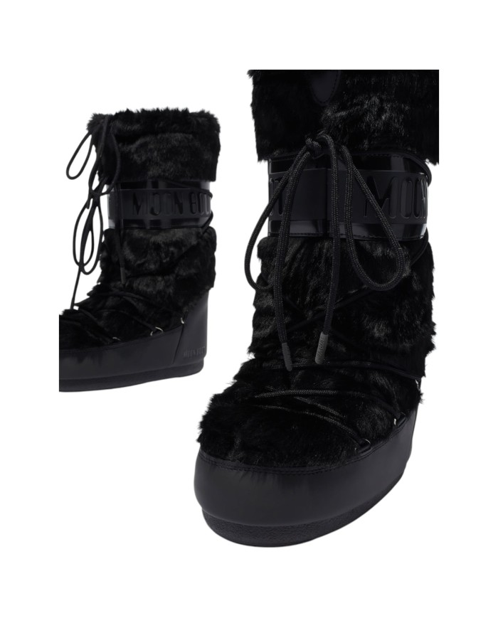 Stivali da Neve Donna Unisex Uomo Moon Boot MB Icon Faux Fur Nero in Ecopelliccia