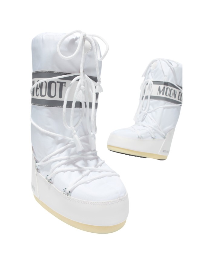 Stivali da Neve Donna Unisex Uomo Moon Boot MB Icon Nylon White