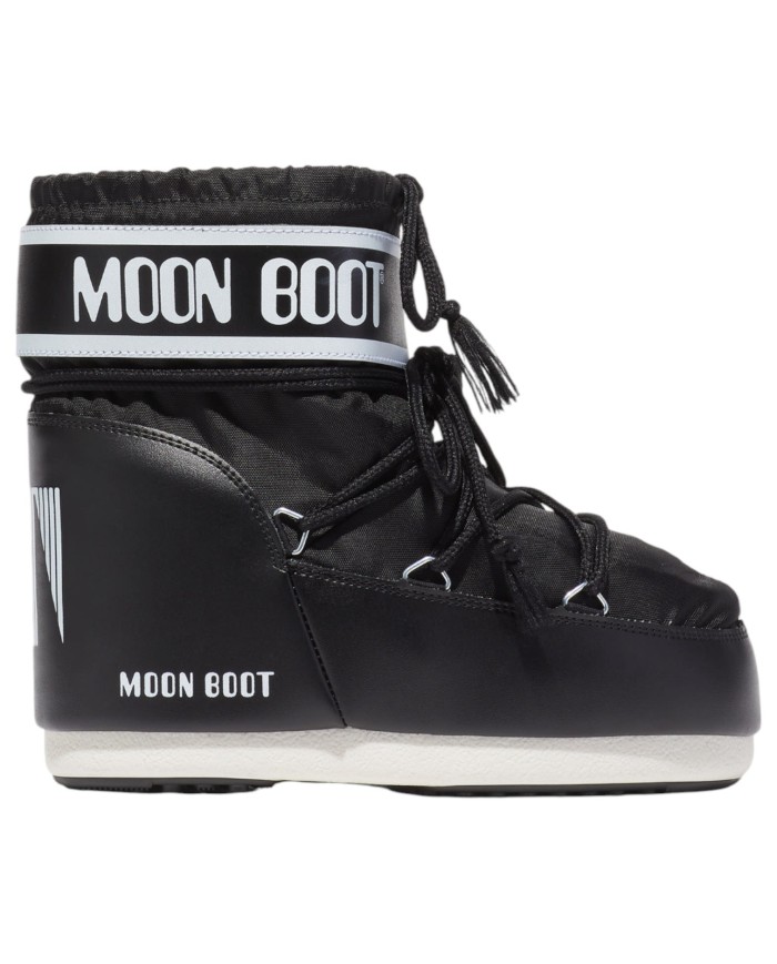 Stivali da Neve Donna Unisex Uomo Moon Boot MB Icon Low Nylon Black & White