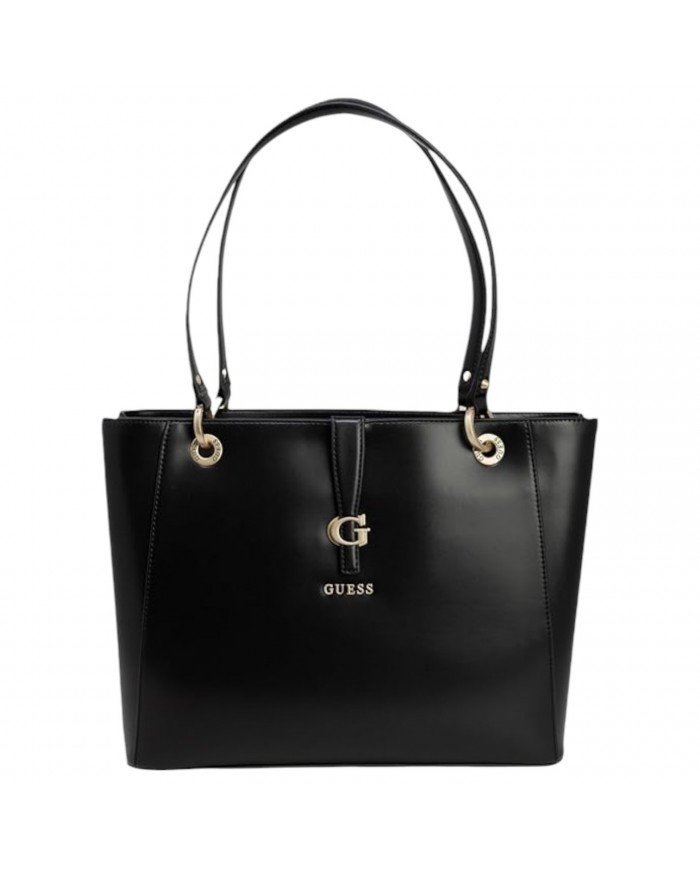 Shopper Donna Guess Kuba Borsa A Spalla G Logo Leather Black