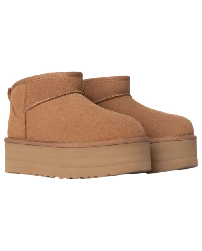 Stivale Donna UGG Classic Ultra Mini Platform Montone Idrorepellente Chestnut