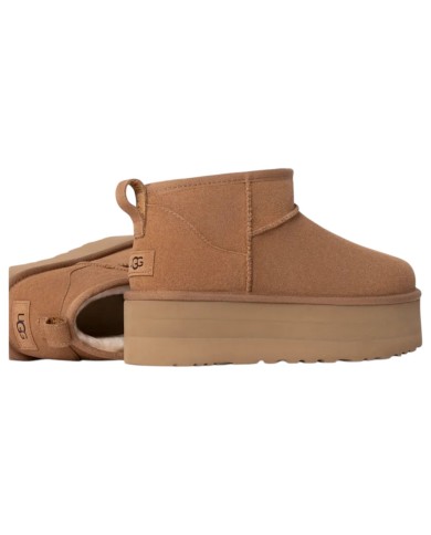 Stivale Donna UGG Classic Ultra Mini Platform Montone Idrorepellente Chestnut