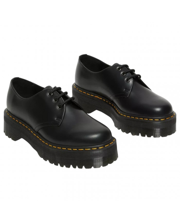 Scarpa Donna Unisex Uomo Dr Martens 1461 QUAD Polished Smooth Pelle Black