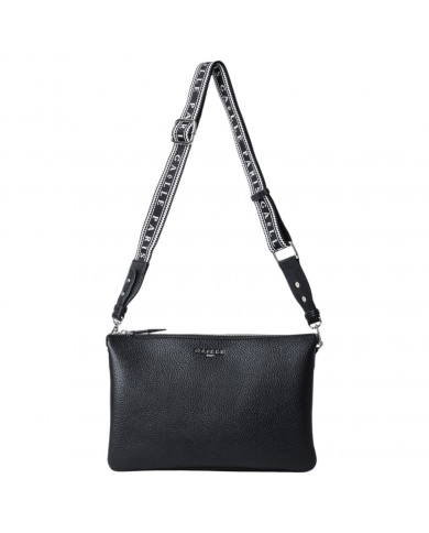 Tracolla Donna Gaelle Shoulder Strap Logata Leather Black