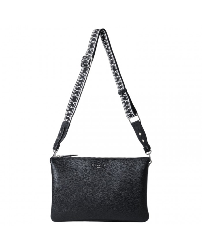 Tracolla Donna Gaelle Shoulder Strap Logata Leather Black
