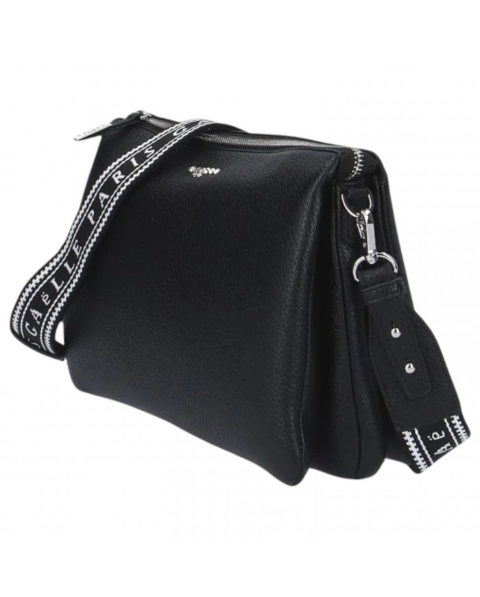 Tracolla Donna Gaelle Shoulder Strap Logata Leather Black
