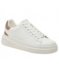 Sneaker Donna Unisex Guess Elba 4G Logo Leather White Beige