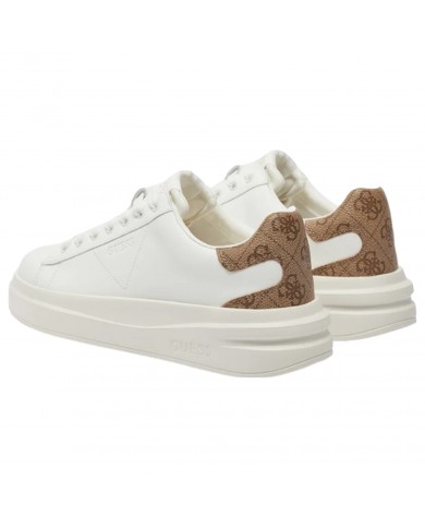 Sneaker Donna Unisex Guess Elba 4G Logo Leather White Beige