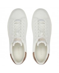 Sneaker Donna Unisex Guess Elba 4G Logo Leather White Beige