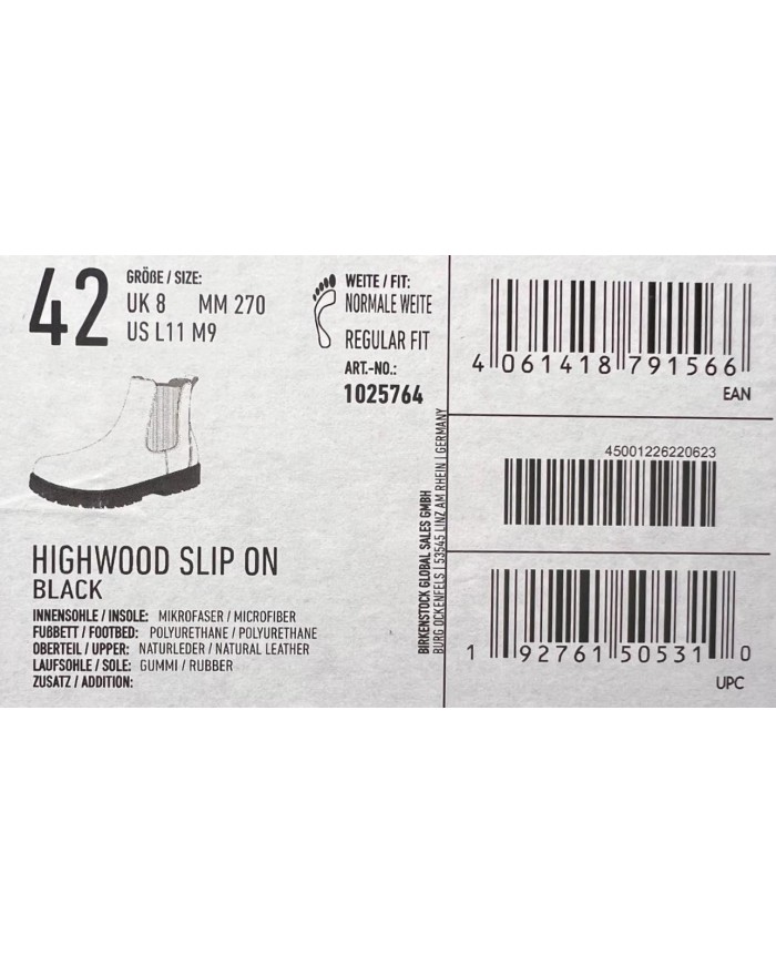 Stivaletto Uomo Birkenstock Beatles Highwood Slip On Mid Leather Black