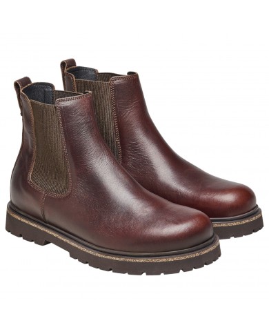 Stivaletto Uomo Birkenstock Beatles Highwood Slip On Mid Leather Chocolate Brown