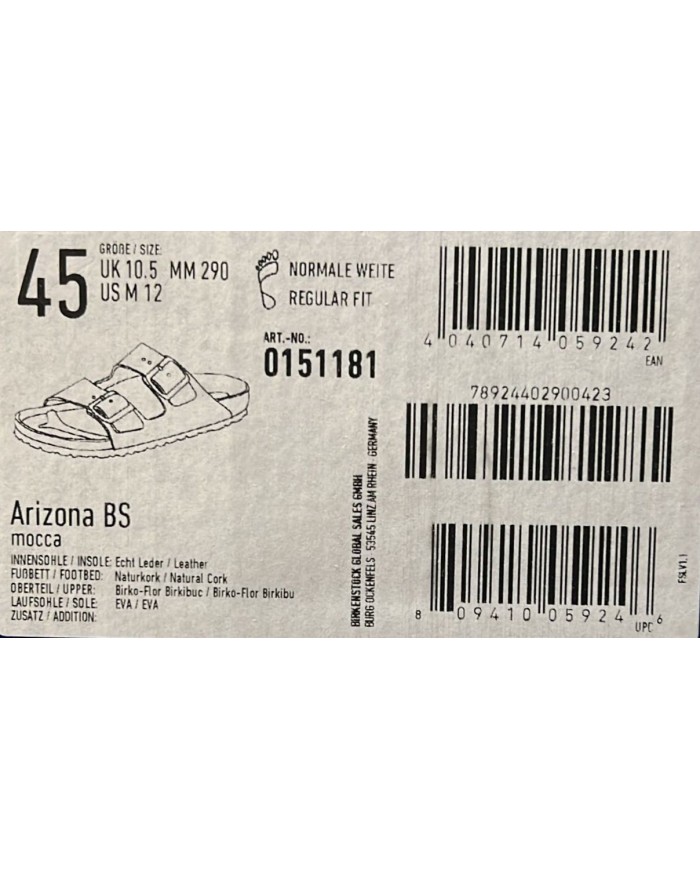 Sandalo Uomo Unisex Birkenstock Arizona Birko-Flor Doppia Fascia Mocca