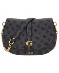 Tracolla Donna Guess Kuba 4G Logo Peony Leather Charcoal