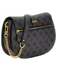 Tracolla Donna Guess Kuba 4G Logo Peony Leather Charcoal