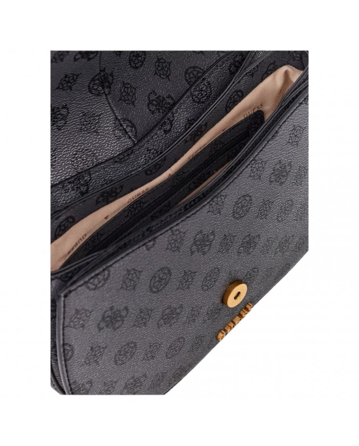 Tracolla Donna Guess Kuba 4G Logo Peony Leather Charcoal