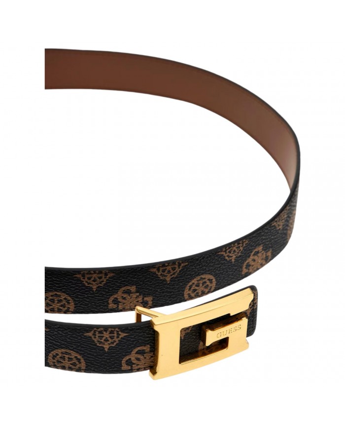 Cintura Donna Guess Kuba 4G Logo Peony Reversibile Belt Mocha