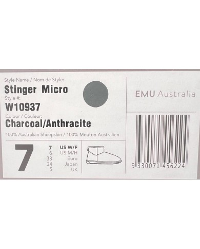 Stivale Donna Emu Australia Stinger Micro Ultra Mini  Montone Charcoal Grigio
