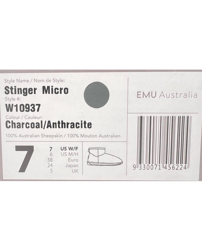 Stivale Donna Emu Australia Stinger Micro Ultra Mini  Montone Charcoal Grigio