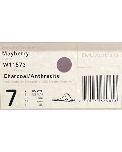 Ciabatta Donna Emu Australia Mayberry Montone Charcoal